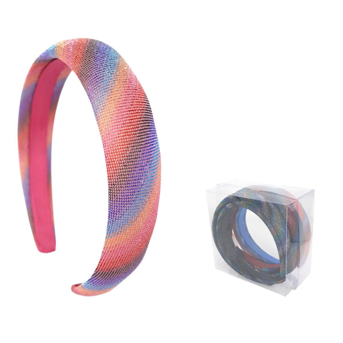 Cerchietto per capelli imbottito glitterato in poliestere Lillà