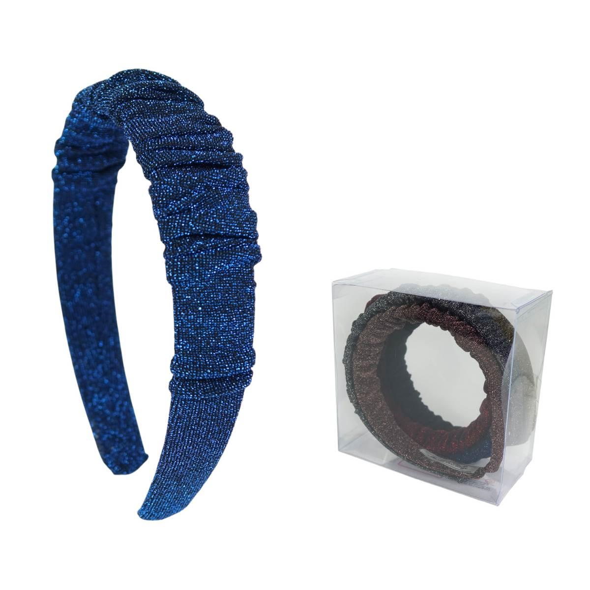 Cerchietto per capelli in poliestere plissè glitter colori assortiti Lillà