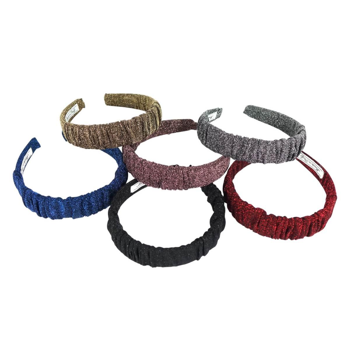 Cerchietto per capelli in poliestere plissè glitter colori assortiti Lillà