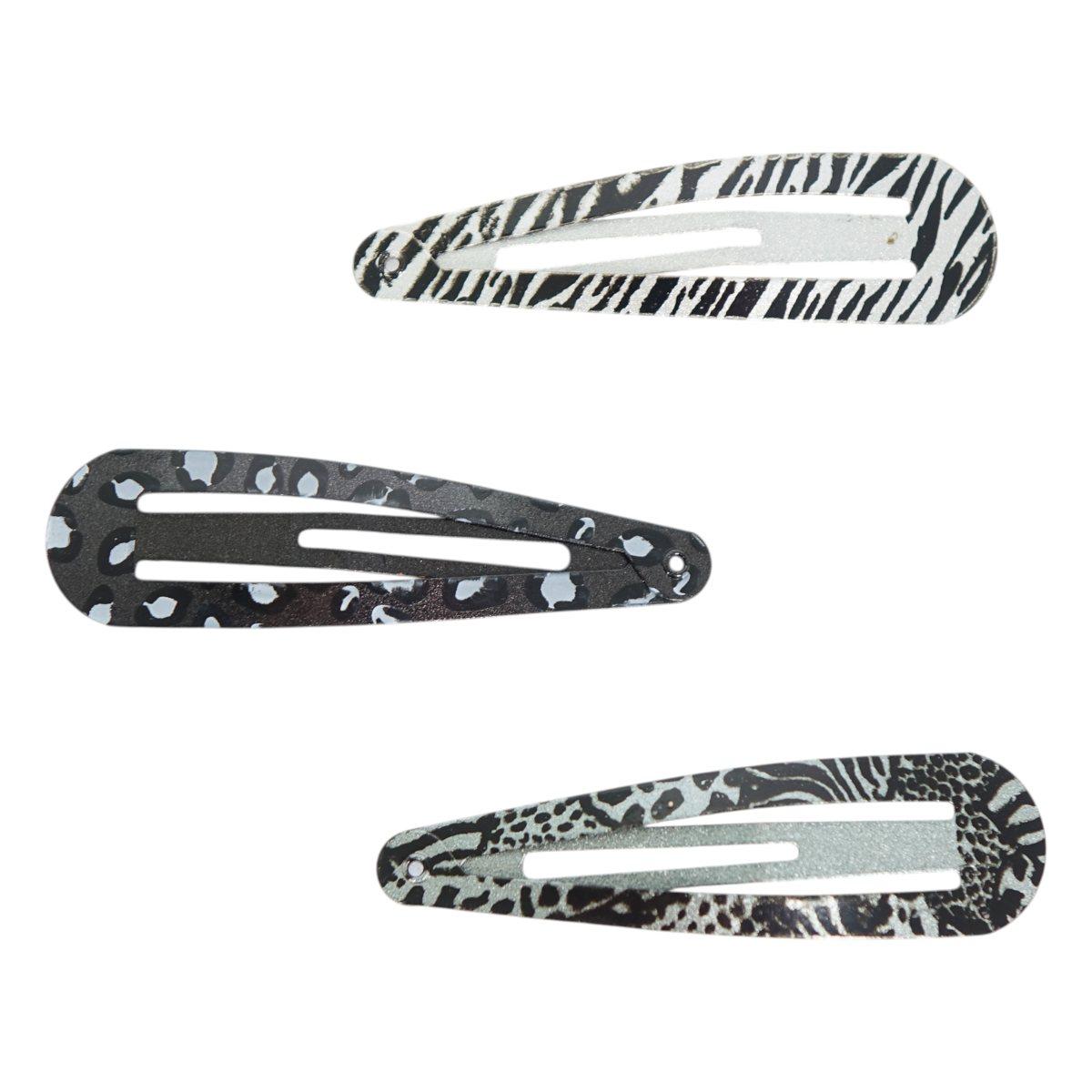 Clic clac per capelli in metallo 6 cm animalier toni del grigio