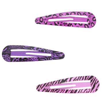 Clic clac per capelli in metallo 6 cm animalier toni del viola