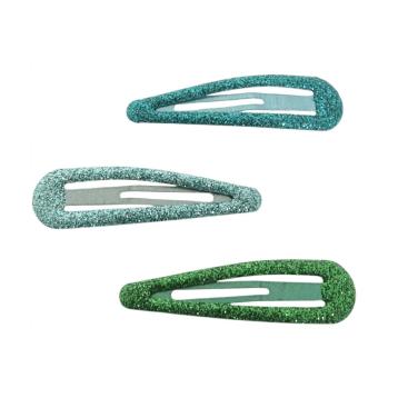 Clic clac per capelli 6 cm con glitter toni del verde