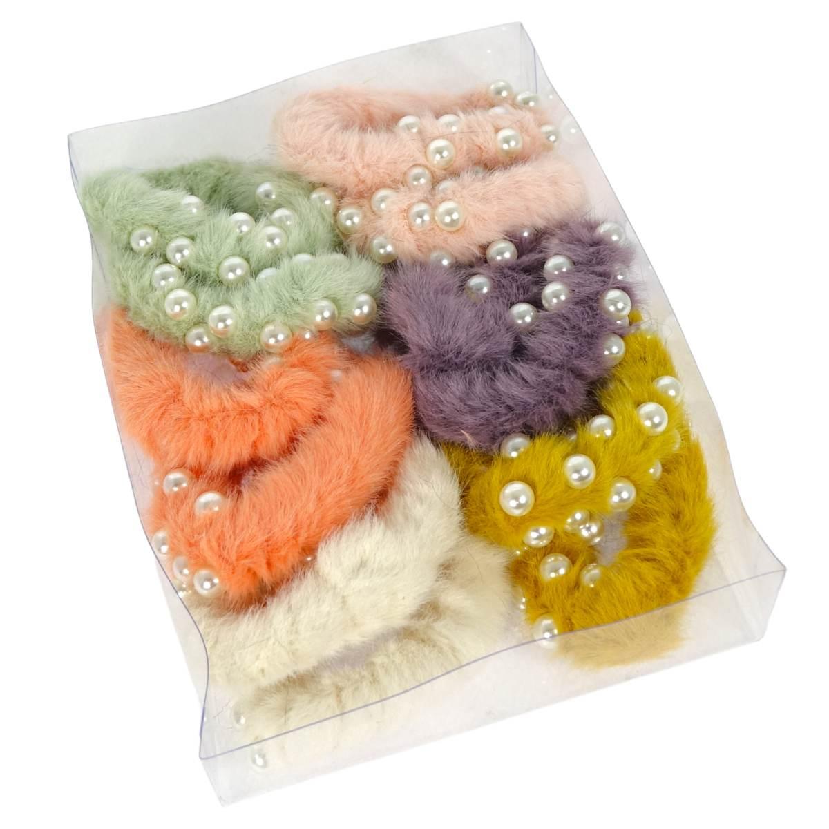 Elastico per capelli pelo tinta unita con perline