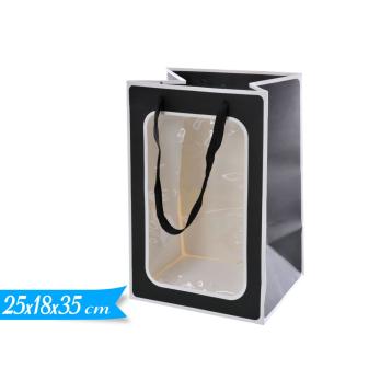 Shopper nero con finestra 25x35x18 cm