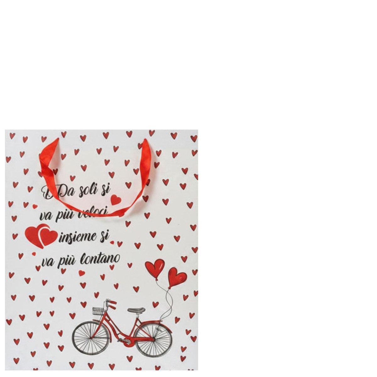 Shopper in carta portabottiglia 40 x 50 x 15 cm fantasia san valentino