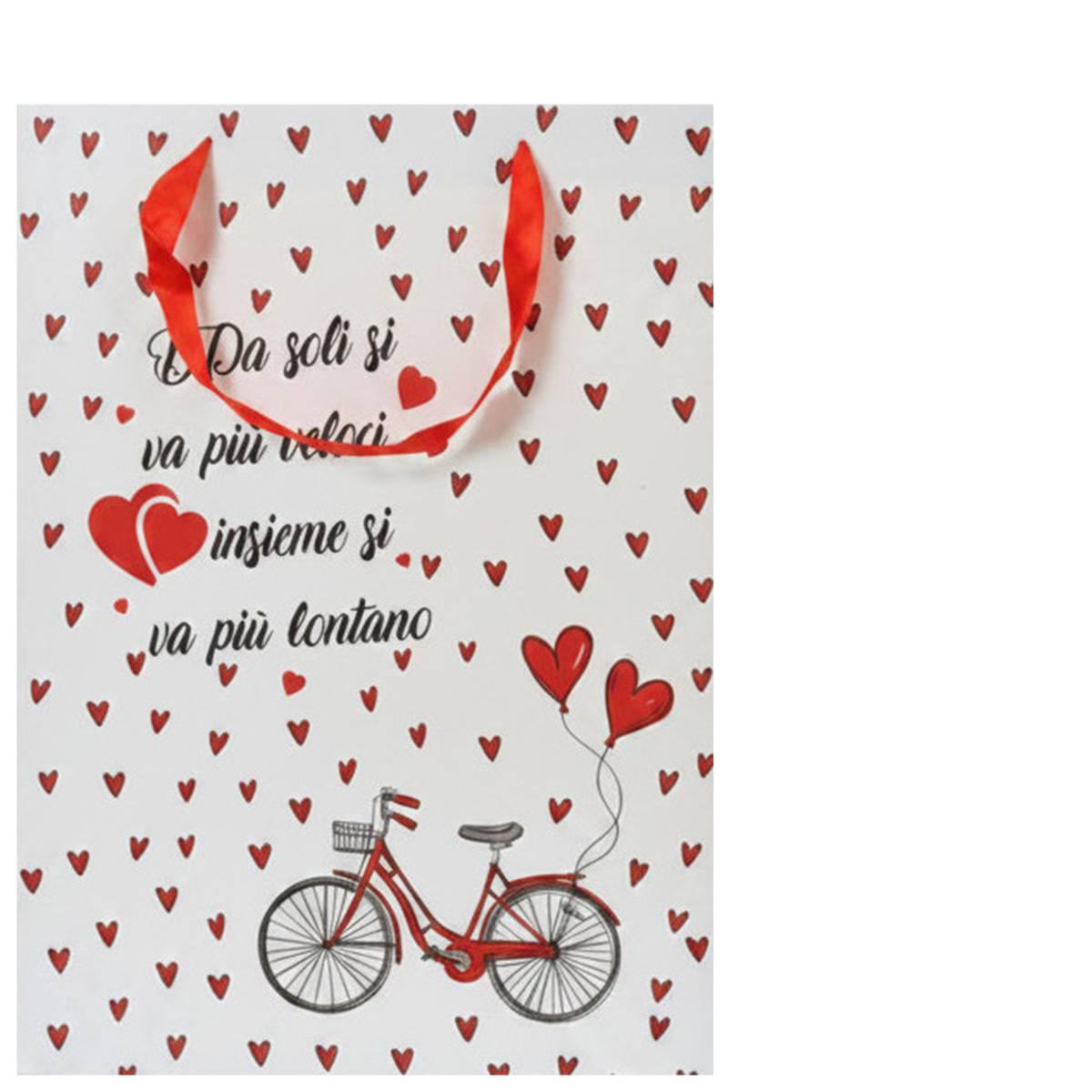 Shopper in carta portabottiglia 50 x 70 x 18 cm fantasia san valentino