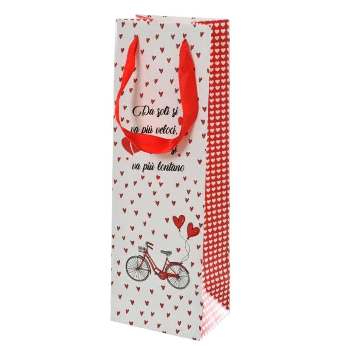 Shopper in carta portabottiglia 12 x 36 x 9 cm fantasia san valentino
