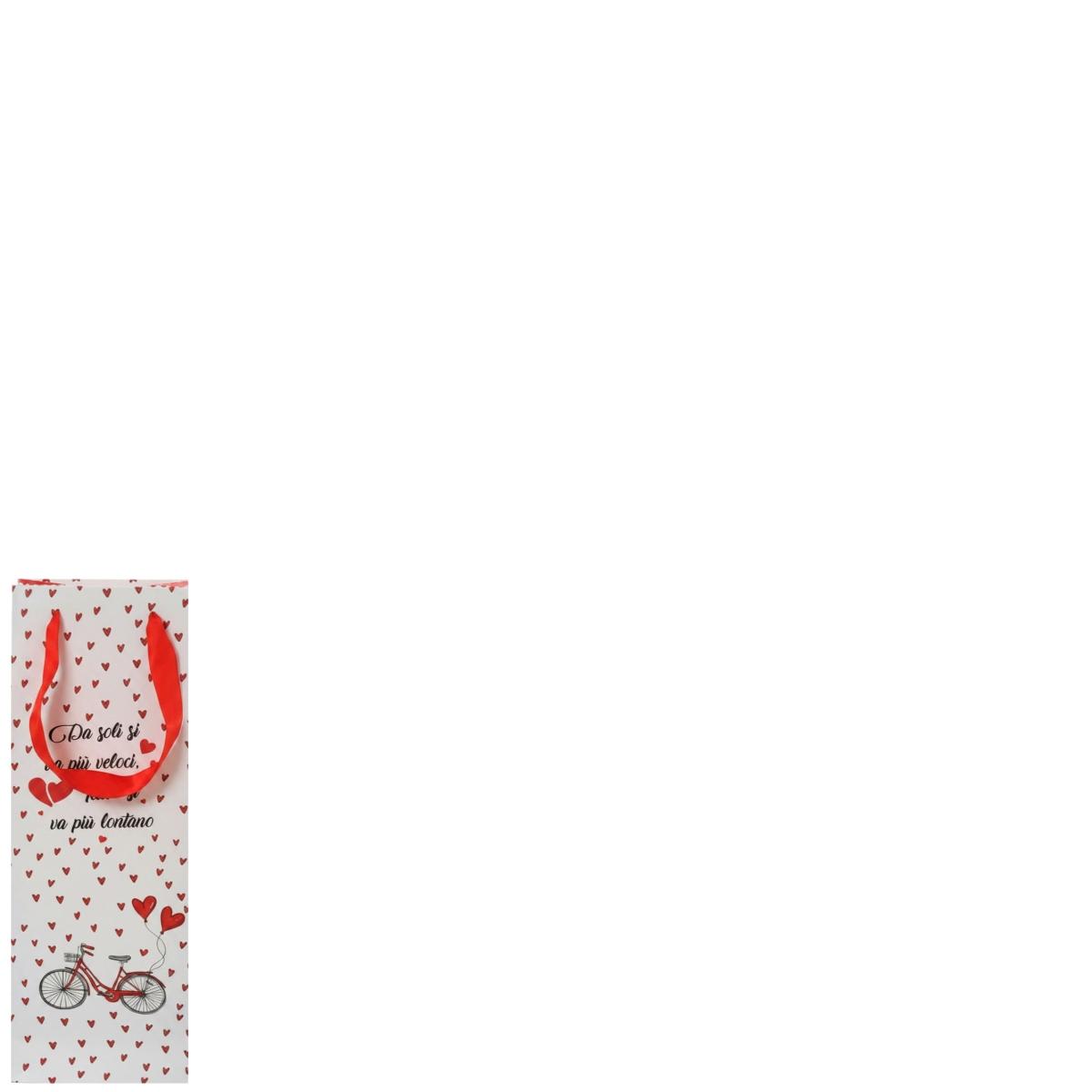 Shopper in carta portabottiglia 12 x 36 x 9 cm fantasia san valentino