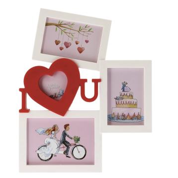 Decorazione in polipropilene con 3 portafoto (2 foto 10 x 15 cm / 1 foto 13 x 18 cm) cornice:32 x 2 x h40 cm