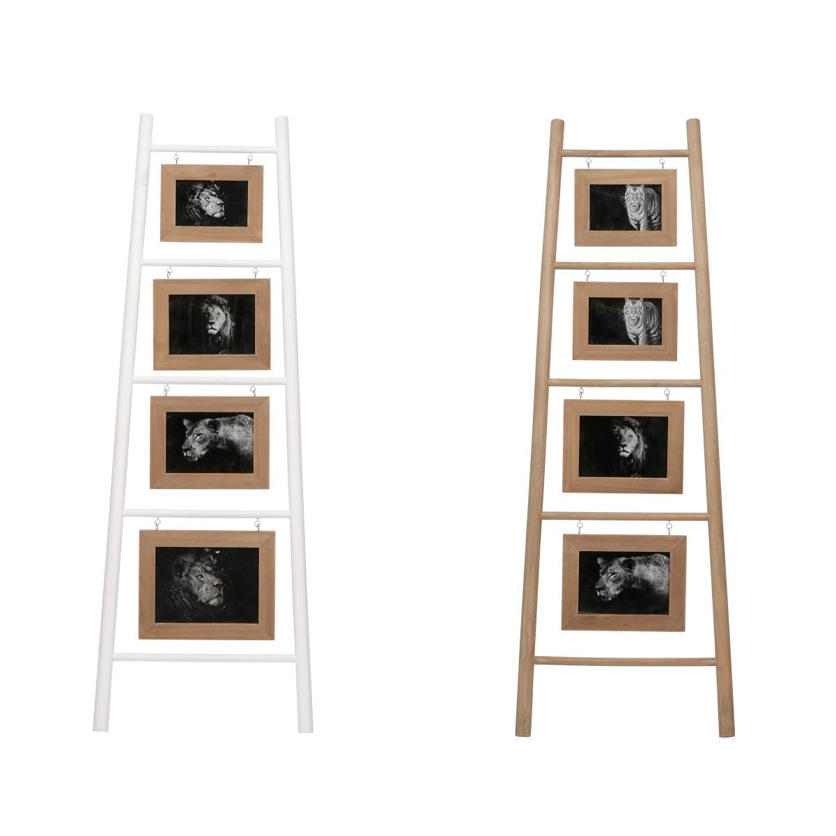 Portafoto in legno per 4 foto 1foto 10x15 cm 2foto 13x18 cm 1foto 15x20 cm cornice 39x3x h.120 cm