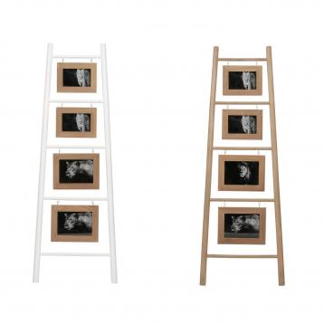 Portafoto in legno scaletta 4 posti 39x120 cm
