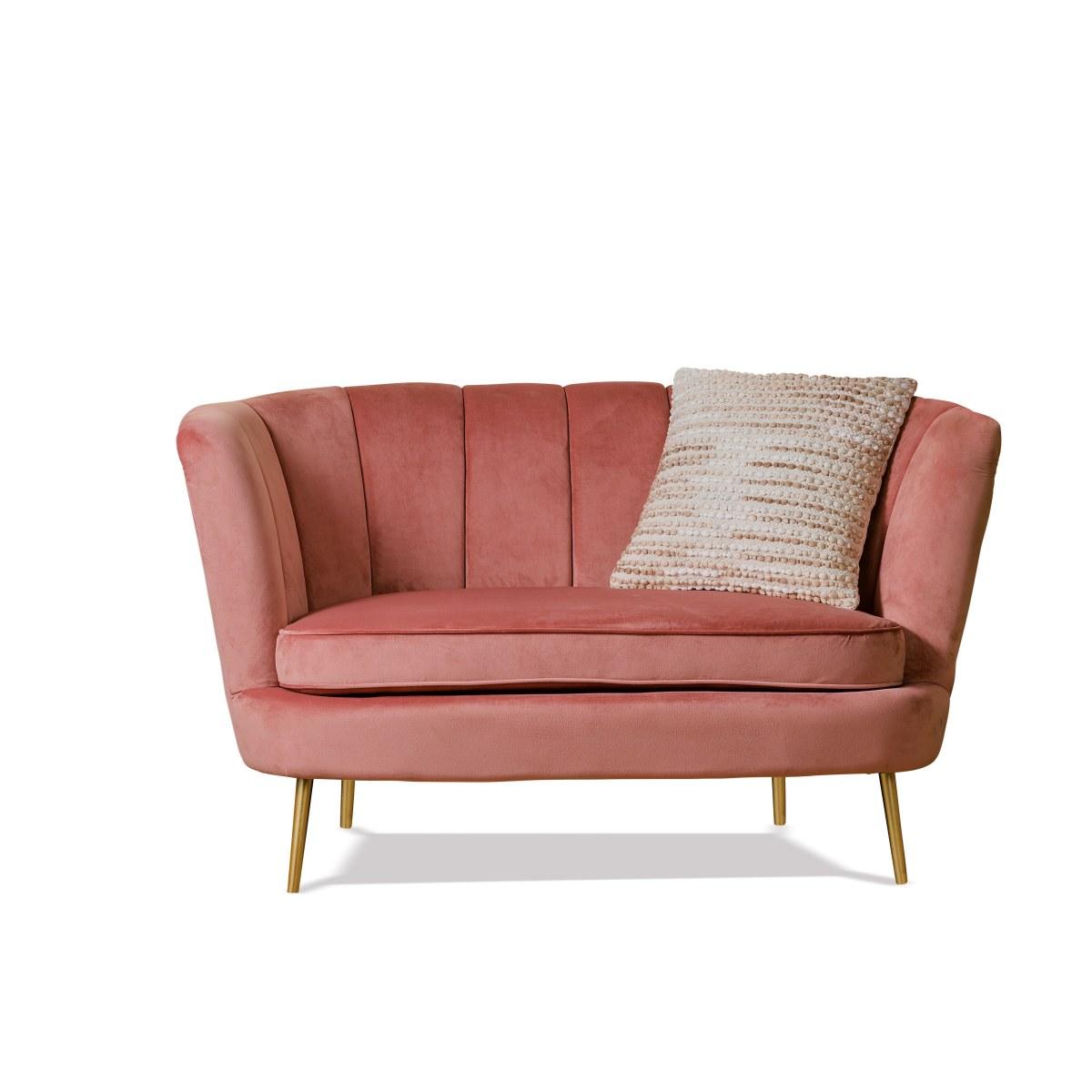 Sofa' in velluto kean con gambe in ferro rosa 130x78x h.73 cm