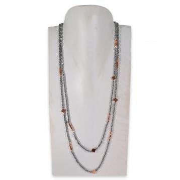 Collana montata in ematite silver con elementi in ematite rose' fantasia quadrifoglio