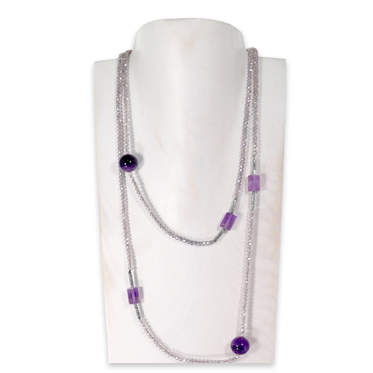 Collana montata in cristallo e ametista