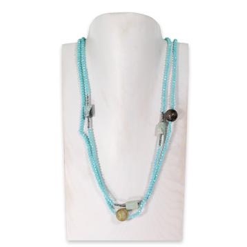 Collana montata in cristallo e amazzonite