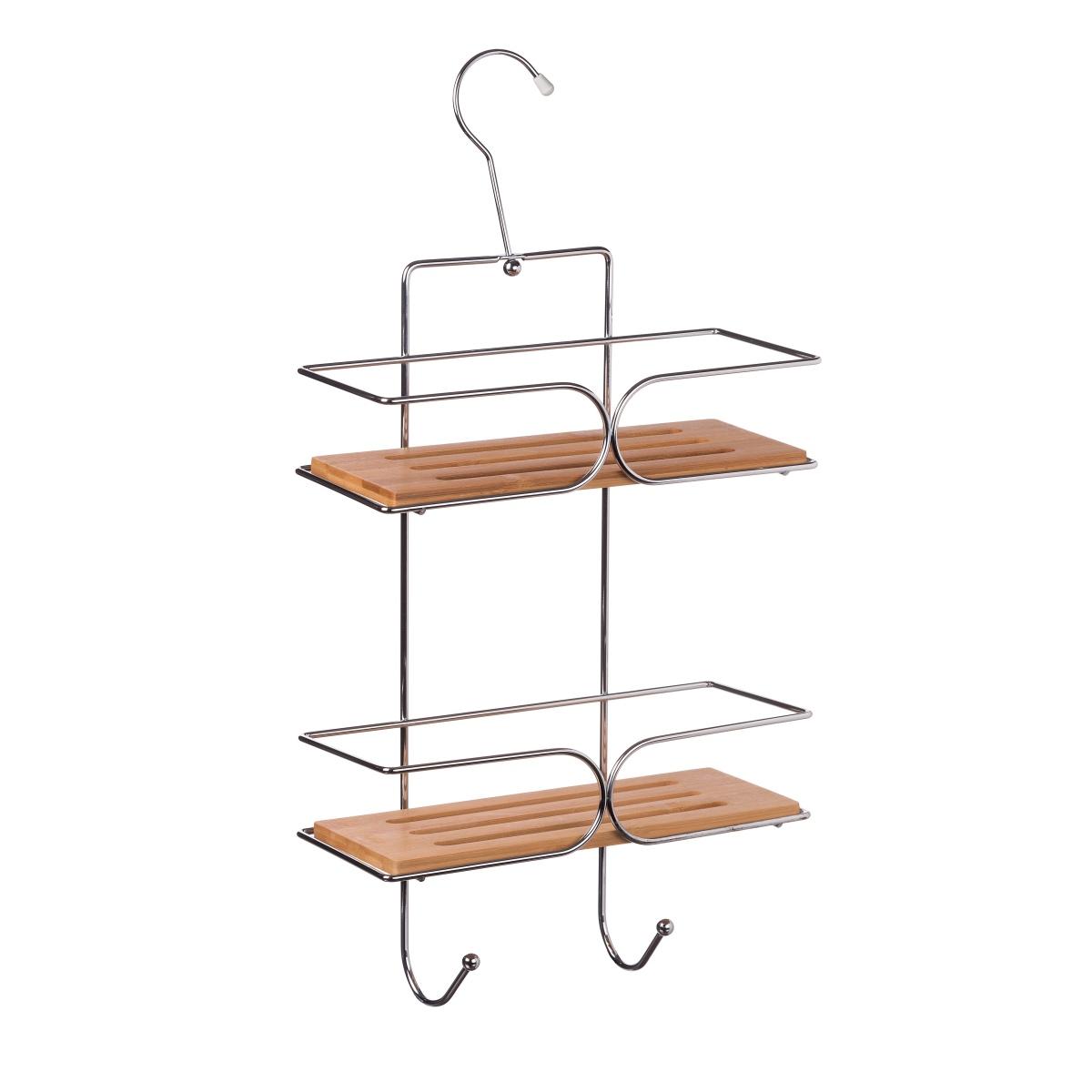 Mensola in metallo e legno 2 ripiani con ganci 26x12xh34 cm