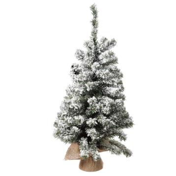 Albero di natale innevato con base in juta d11xh75 cm