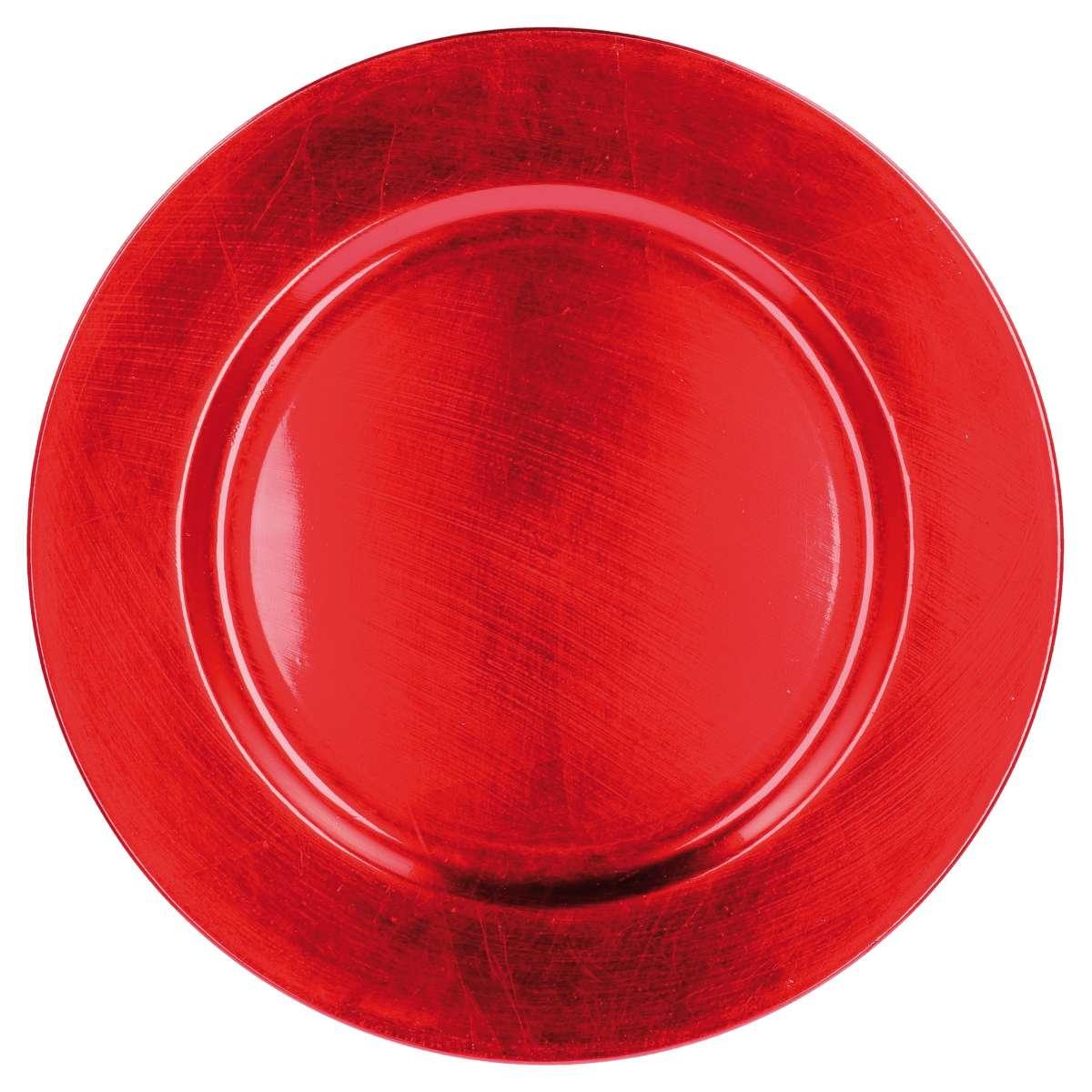 Sottopiatto tondo in plastica rosso d33 cm
