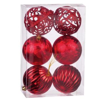 Set 6 palline di natale rosse d10 cm