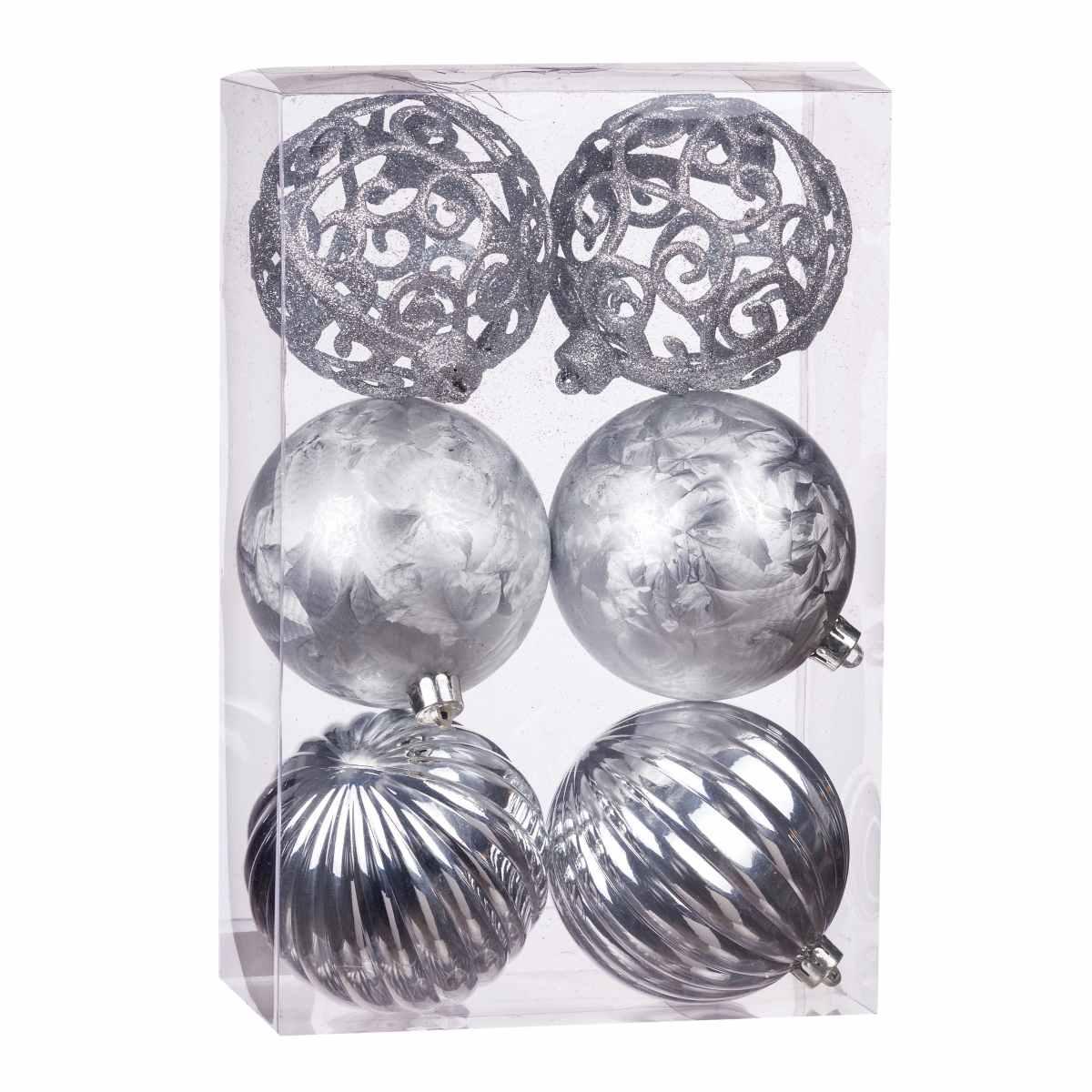 Set 6 palline di natale silver d10 cm