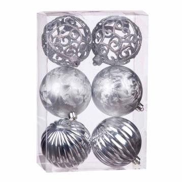 Set 6 palline di natale silver d10 cm