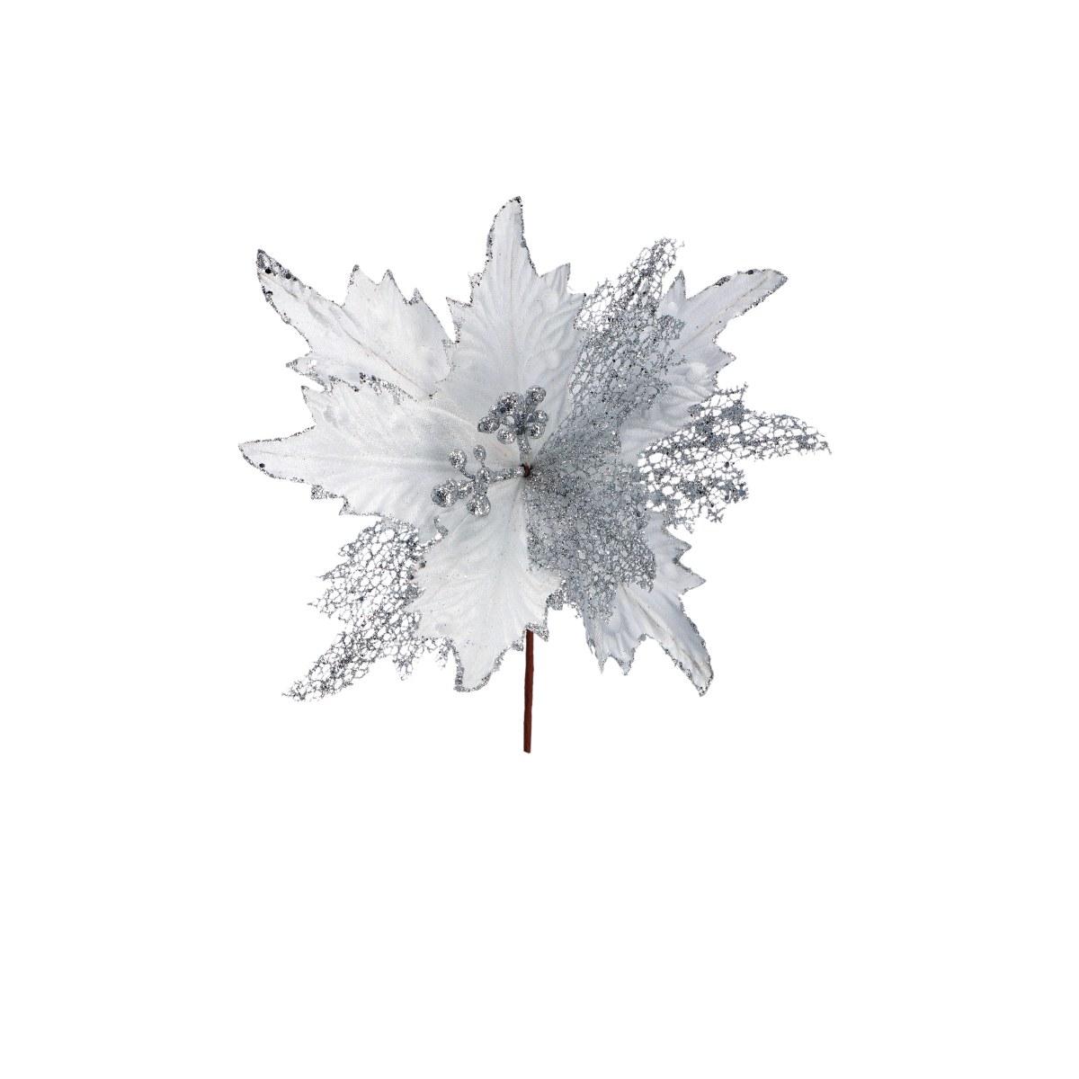 Fiore in velluto natalizio colore bianco d33xh33 cm