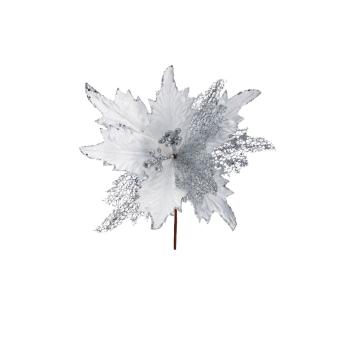 Fiore in velluto natalizio colore bianco d33xh33 cm