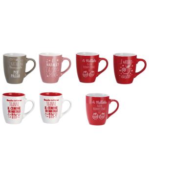 Tazza in ceramica natalizia scritte divertenti d9xh11 cm 330ml