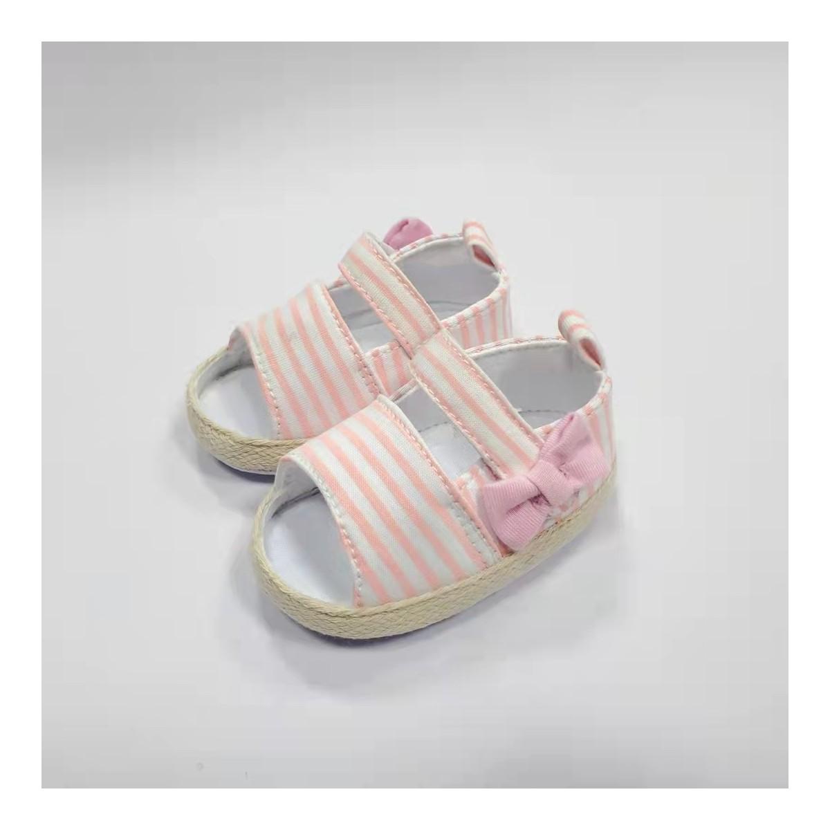 Scarpette sandalo bimba con tessuto rigato graziella