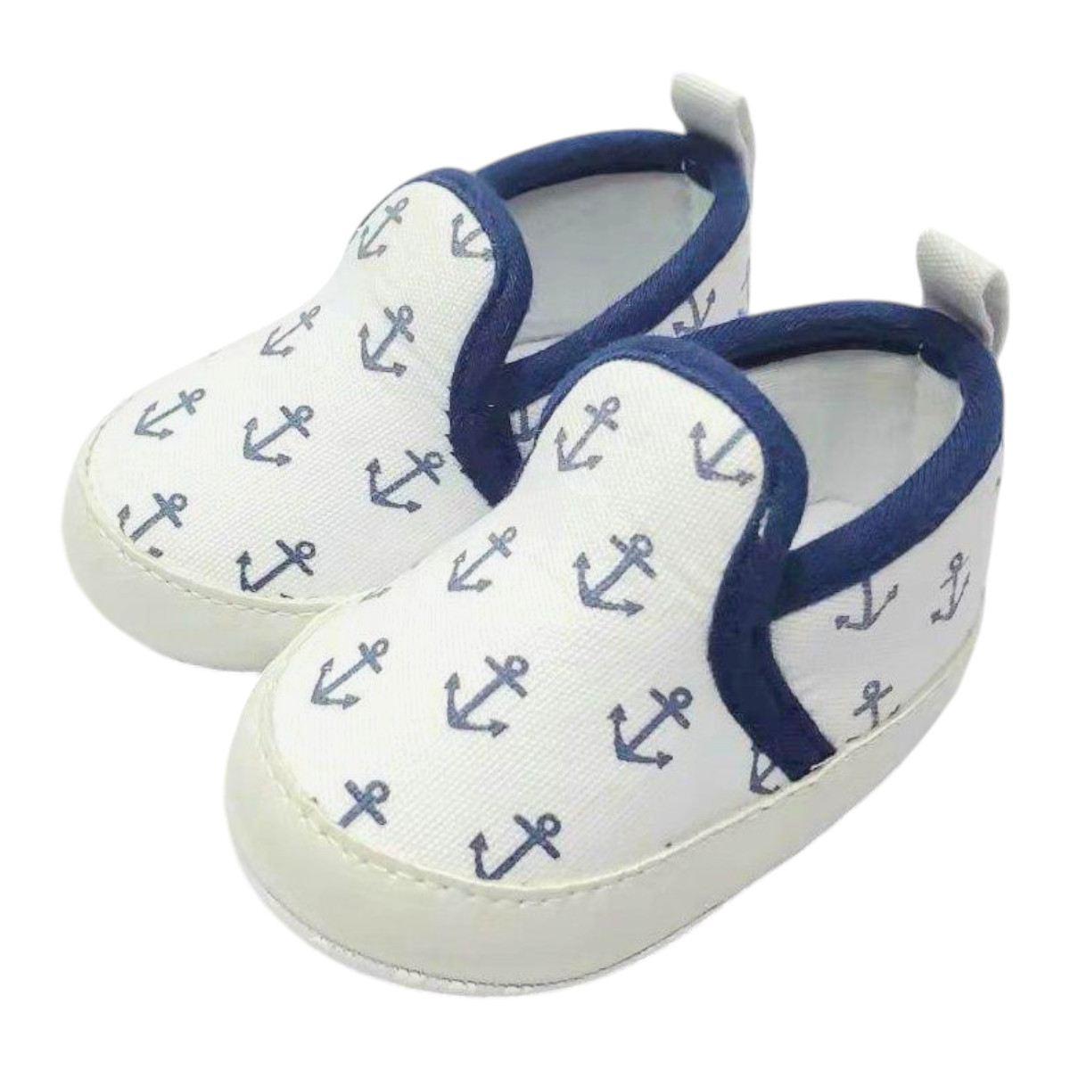 Scarpette tennis bimbo con tela stampata ancore Graziella