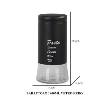 Barattolo in vetro 1400ml nero