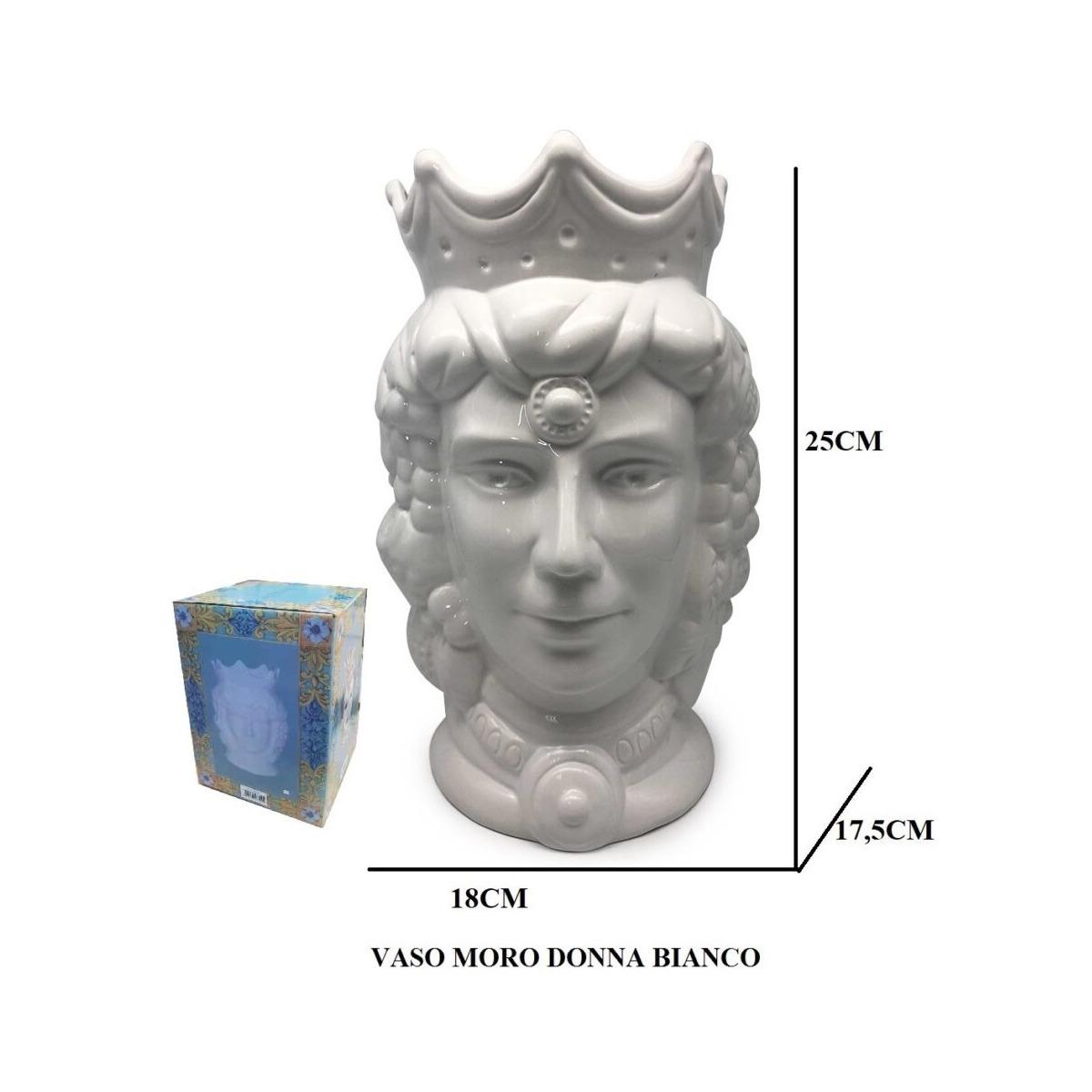 Vaso 25cm moro donna bianco lucido
