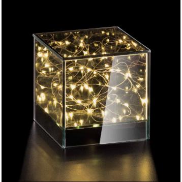 Lampada a forma di cubo in vetro con coperchio 15 luci 12x12xh12 cm