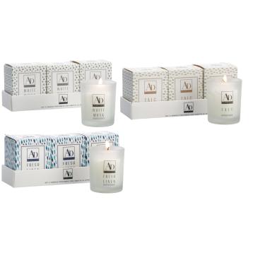 Set 3 candele profumate con vaso in vetro d5xh6 cm