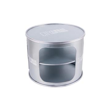 Tavolino tondo in ferro argento stile industrial d60xh48 cm