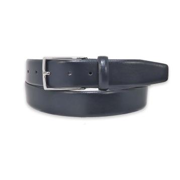 Cintura uomo made in italy in pelle box una cucitura fibbia argento