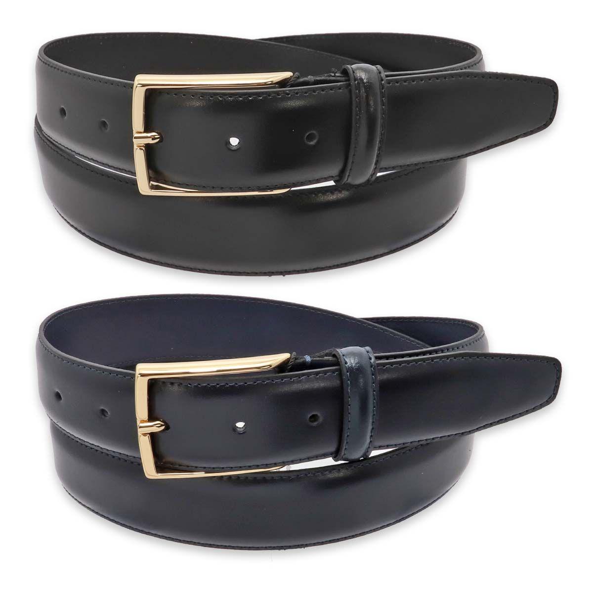 Cintura uomo made in italy in pelle box una cucitura fibbia oro
