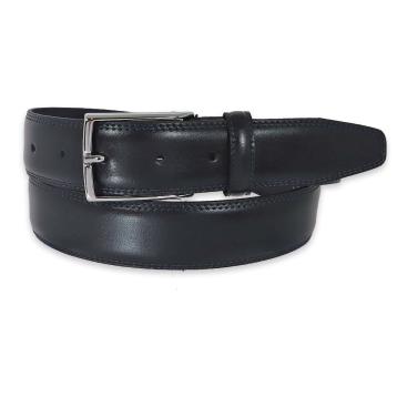 Cintura uomo made in italy in pelle box doppia cucitura fibbia argento