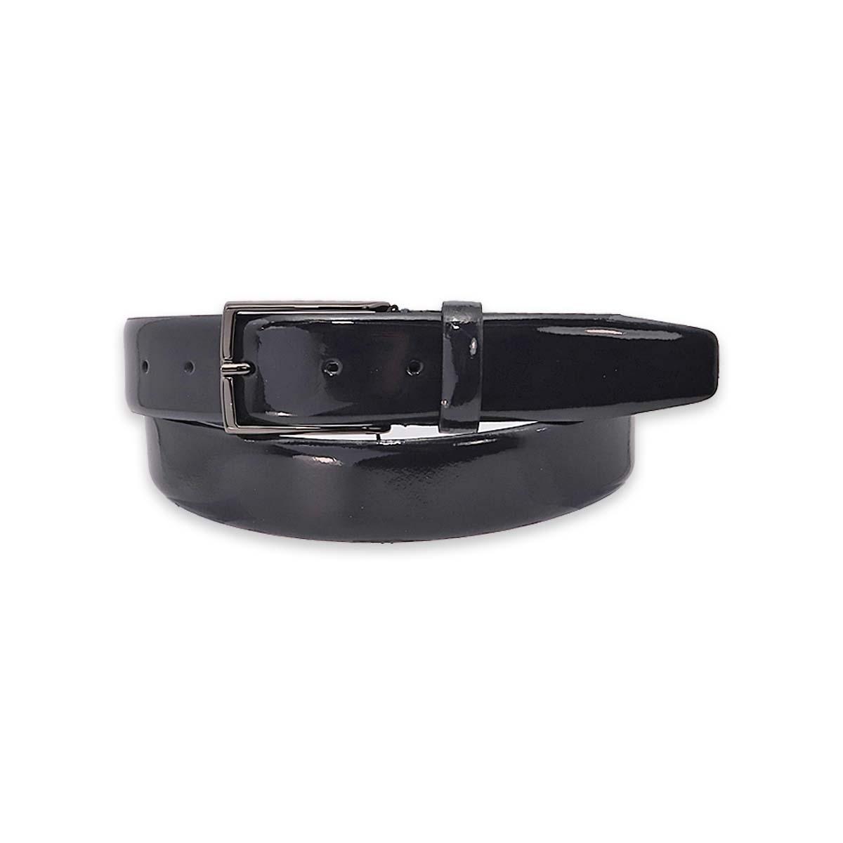 Cintura uomo made in italy in pelle vernice senza cuciture fibbia canna di fucile
