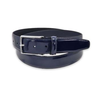 Cintura uomo made in italy in pelle vernice una cucitura fibbia argento