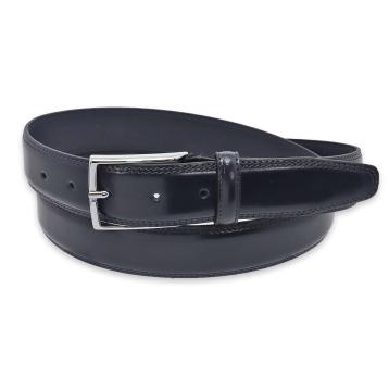 Cintura uomo made in italy in pelle abrasivata doppia cucitura fibbia argento