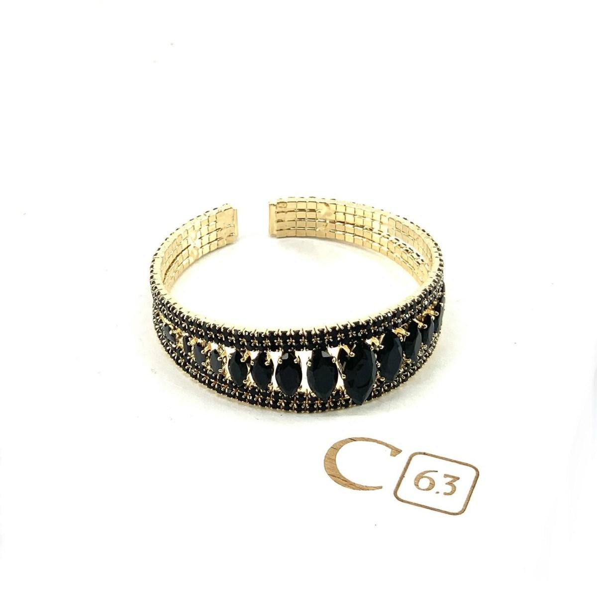 Bracciale donna rigido con decorazioni in strass e zirconi C63