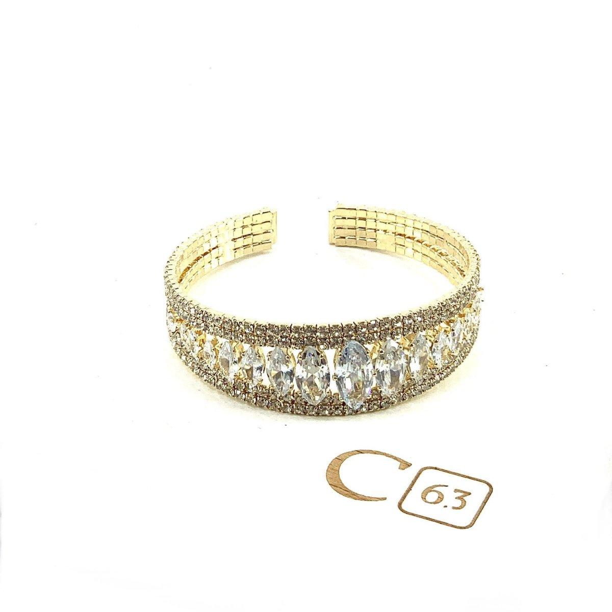 Bracciale donna rigido con decorazioni in strass e zirconi C63