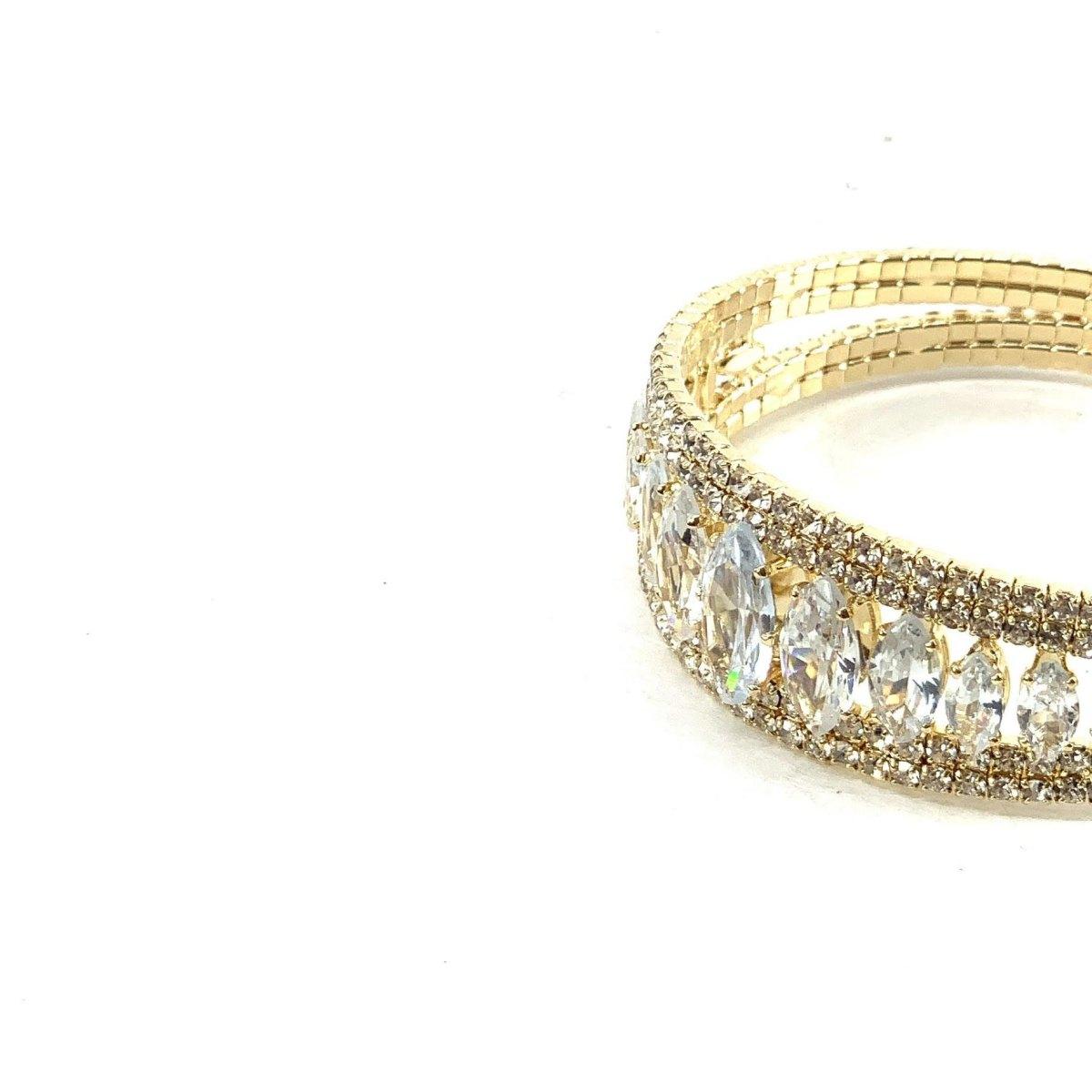 Bracciale donna rigido con decorazioni in strass e zirconi C63