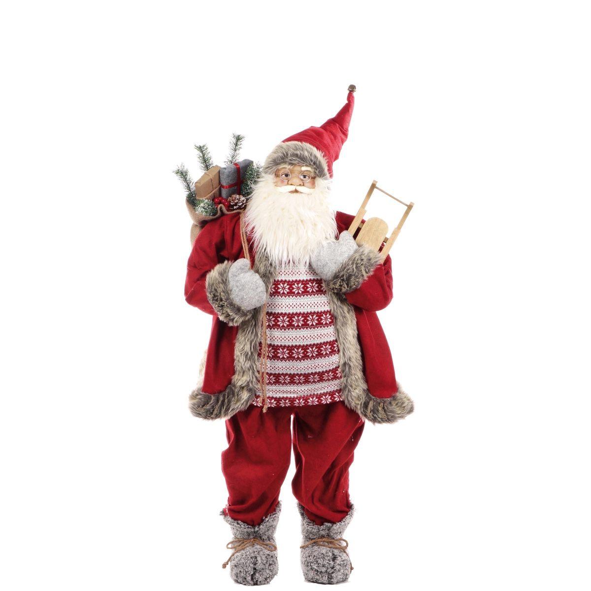 Decorazione natalizia modello babbo natale rosso h120 cm