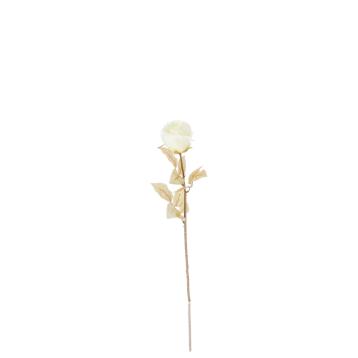 Decorazione natalizia rosa bianca con gambo oro