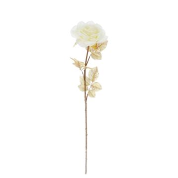 Decorazione natalizia rosa bianca con gambo oro 84 cm