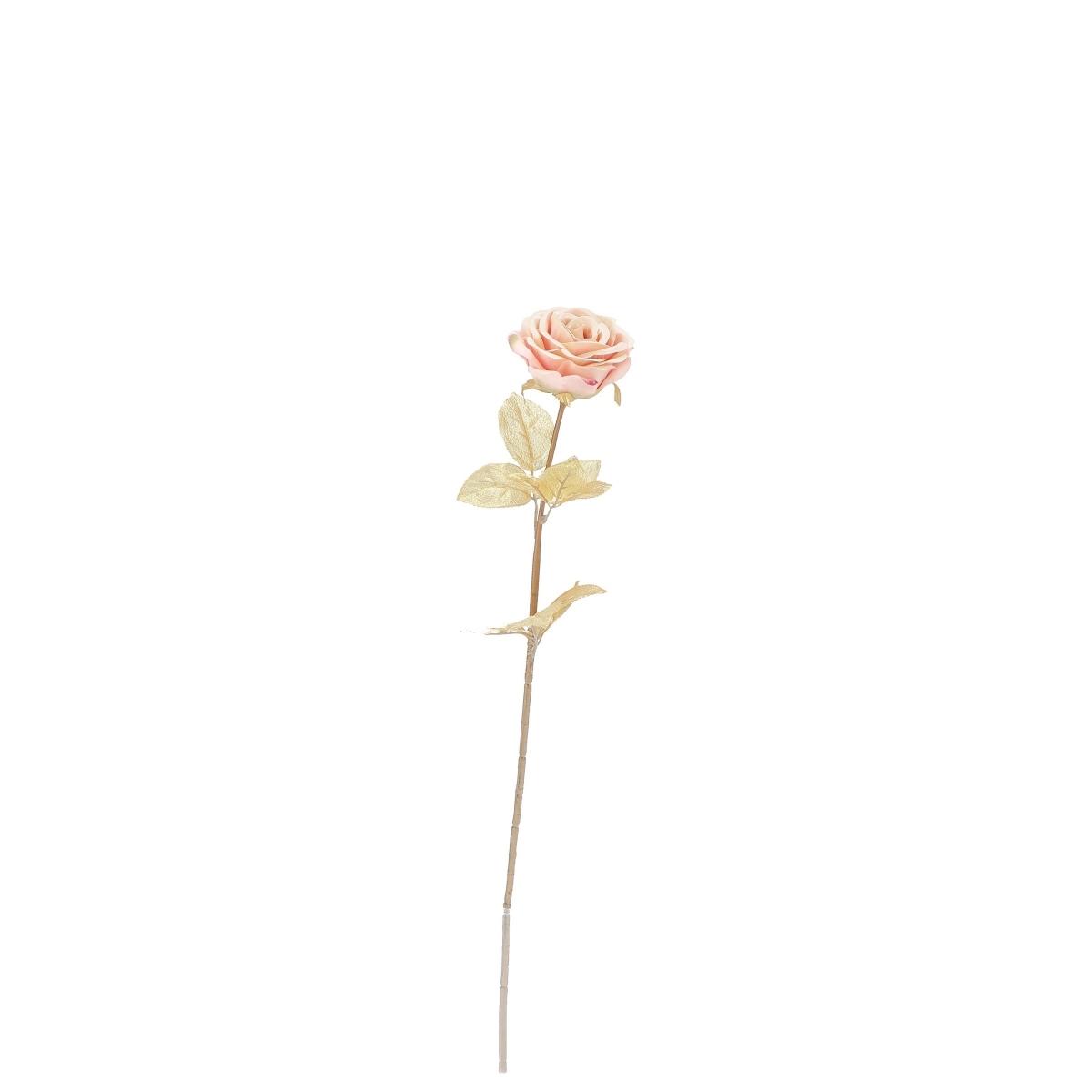 Decorazione natalizia rosa colore rosa con gambo oro 67 cm