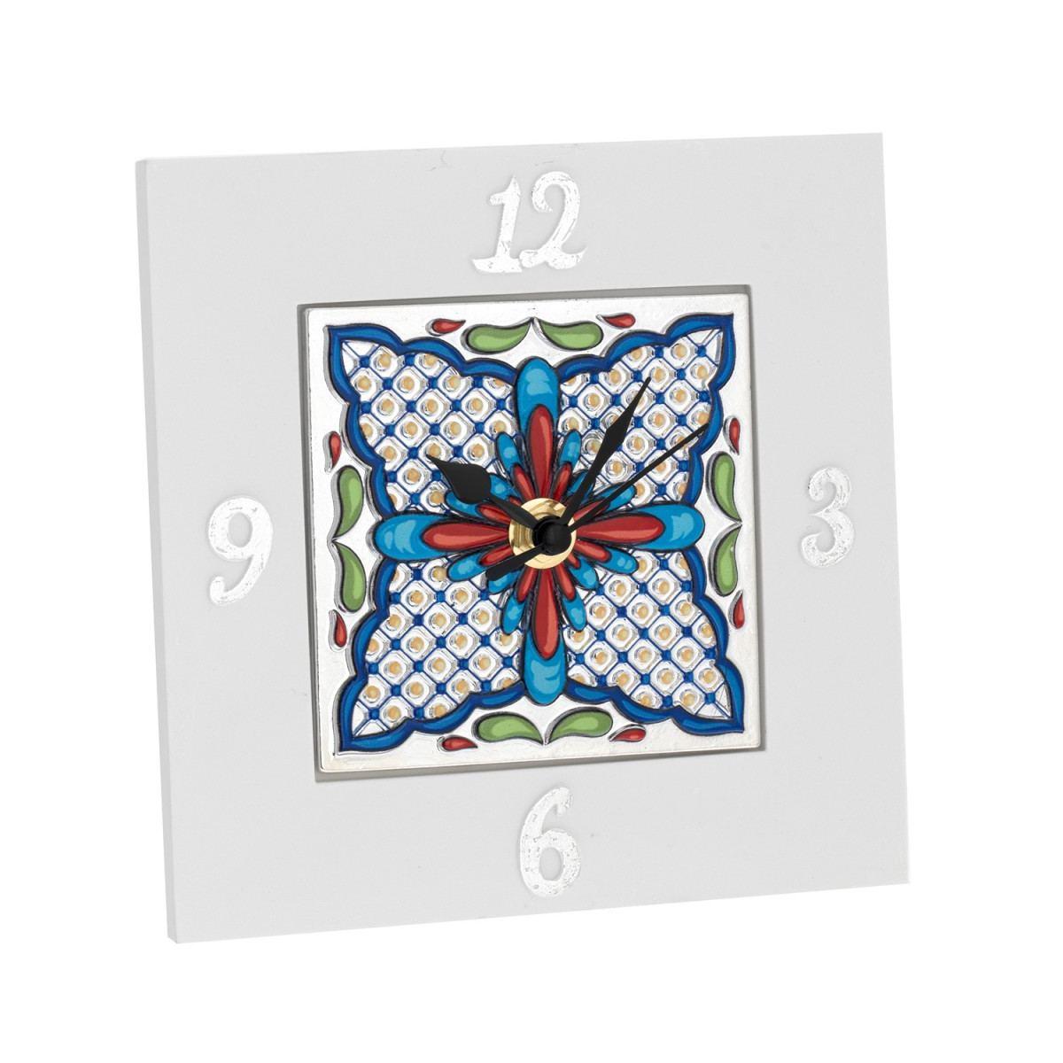 Orologio quadrato 15x15 con deco maiolica 1
