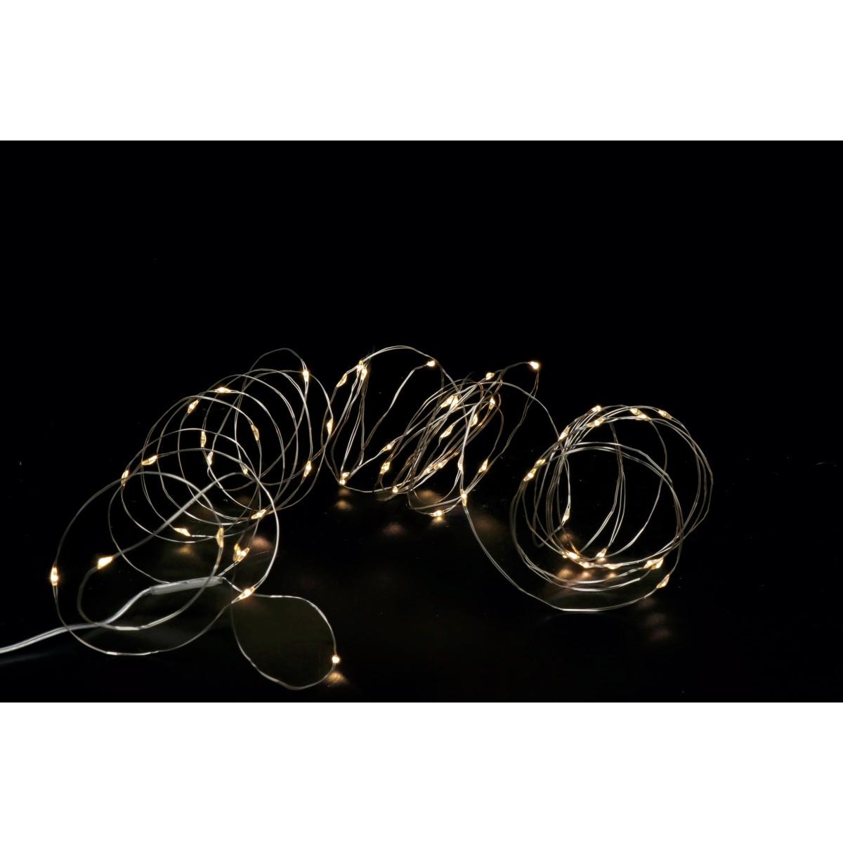 Catena luminosa 30microled con pile colore bianco luce calda